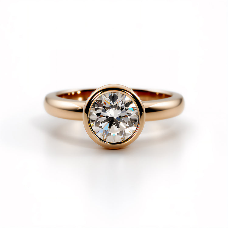 9ct Gold Bezel Solitaire with 1ct Moissanite - Minted Jewellery