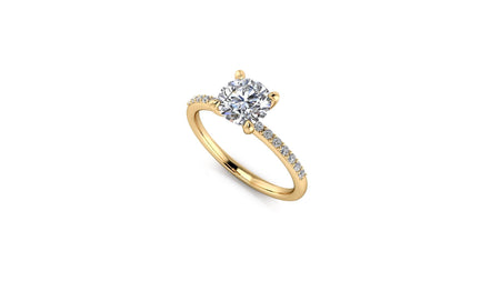9ct Gold Solitaire with side stones and 1ct Moissanite - Minted Jewellery