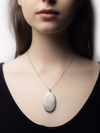 Brushed Oval Sterling Silver Necklace - Minted Jewellery