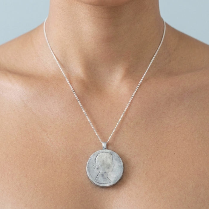 Coin diffuser locket worn - Minted Jewellery