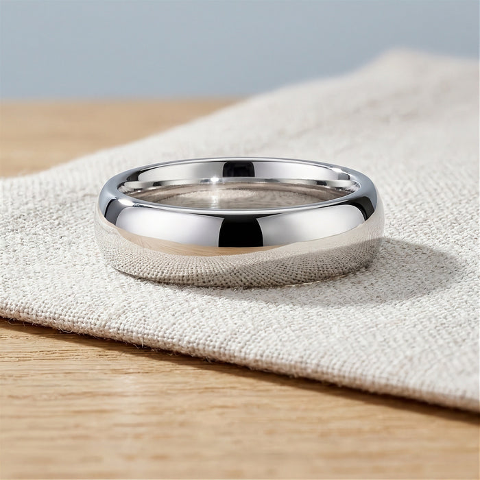 D-band sterling silver ring on linen - Minted Jewellery