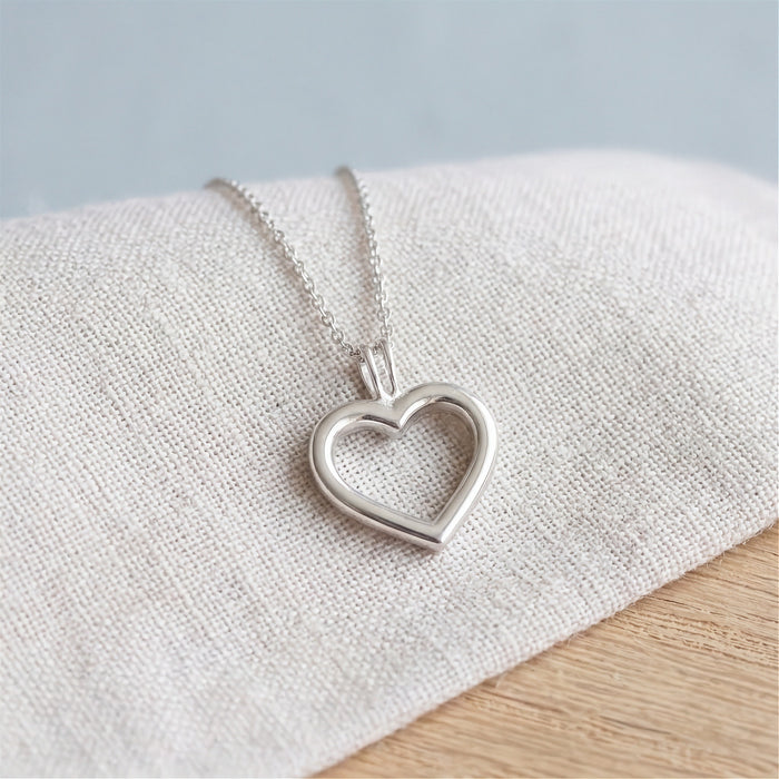 Heart sterling silver necklace on linen - Minted Jewellery