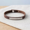 Leather bracelet with sterling silver plate on linen - Minted Jewellery