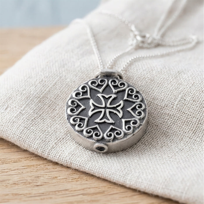 Sterling silver oxidised locket on linen - Minted Jewellery