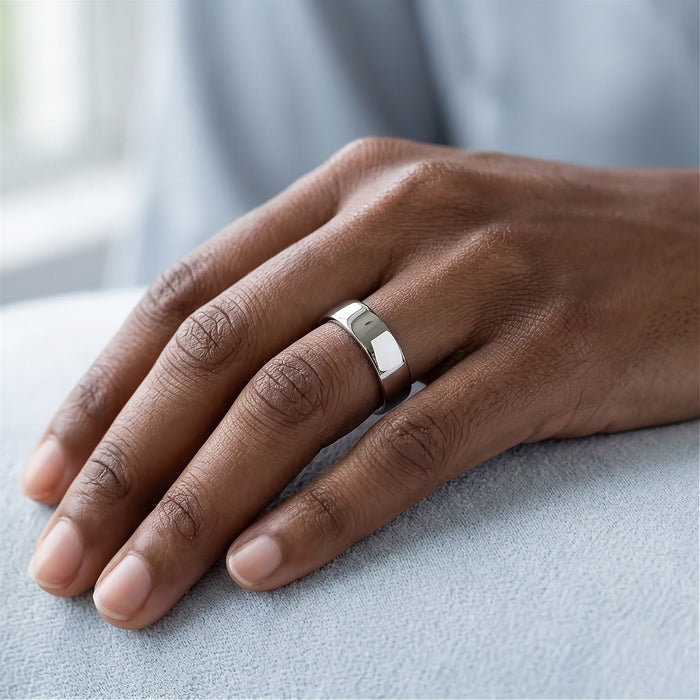 Men's sterling silver plain band worn on a finger - Minted Jewellery