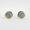 Round Muonionalusta meteorite stud earrings in 9ct yellow gold - Minted Jewellery