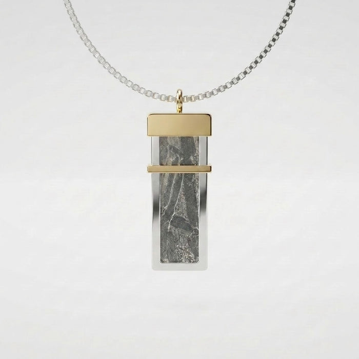 Back of the Seymchan meteorite tag, open so the pattern shows on both sides - Minted Jewellery