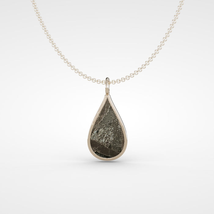Seymchan meteorite teardrop necklace in 9ct rose gold - Minted Jewellery