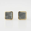 Square Muonionalusta meteorite stud earrings in 9ct yellow gold - Minted Jewellery