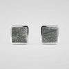 Square Muonionalusta meteorite stud earrings in sterling silver - Minted Jewellery