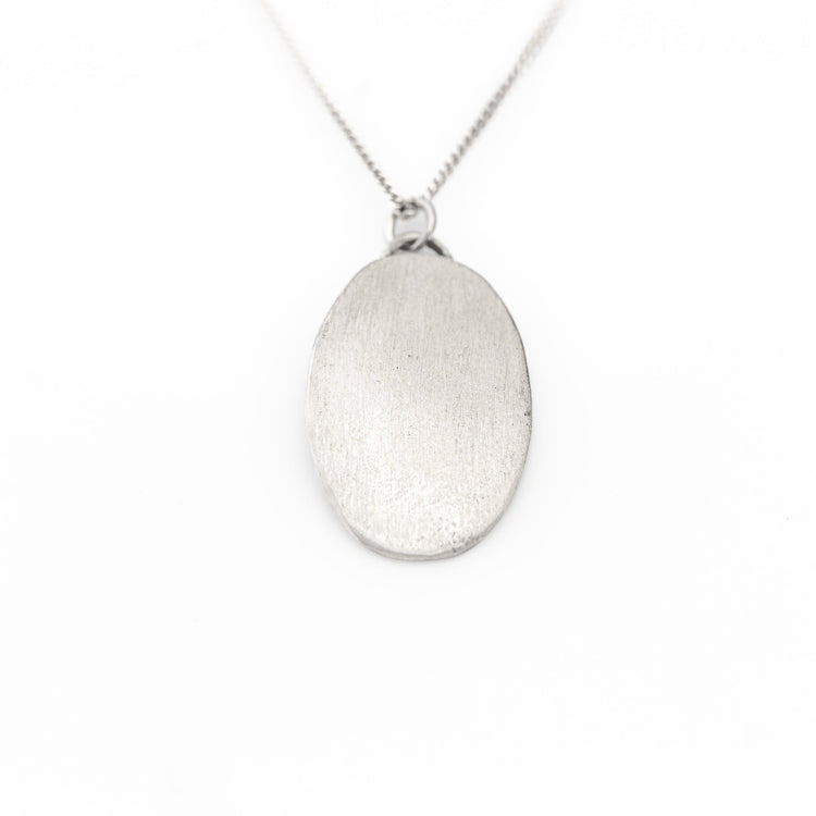 Brushed Oval Silver Necklace - Minted Jewellery