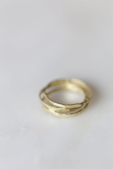 Gold Plated Organic Silver Stacking Ring Set - Minted Jewellery
