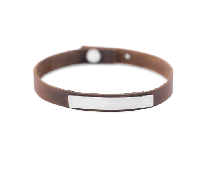 Leather Bracelet With Sterling Silver Plate - Minted Jewellery