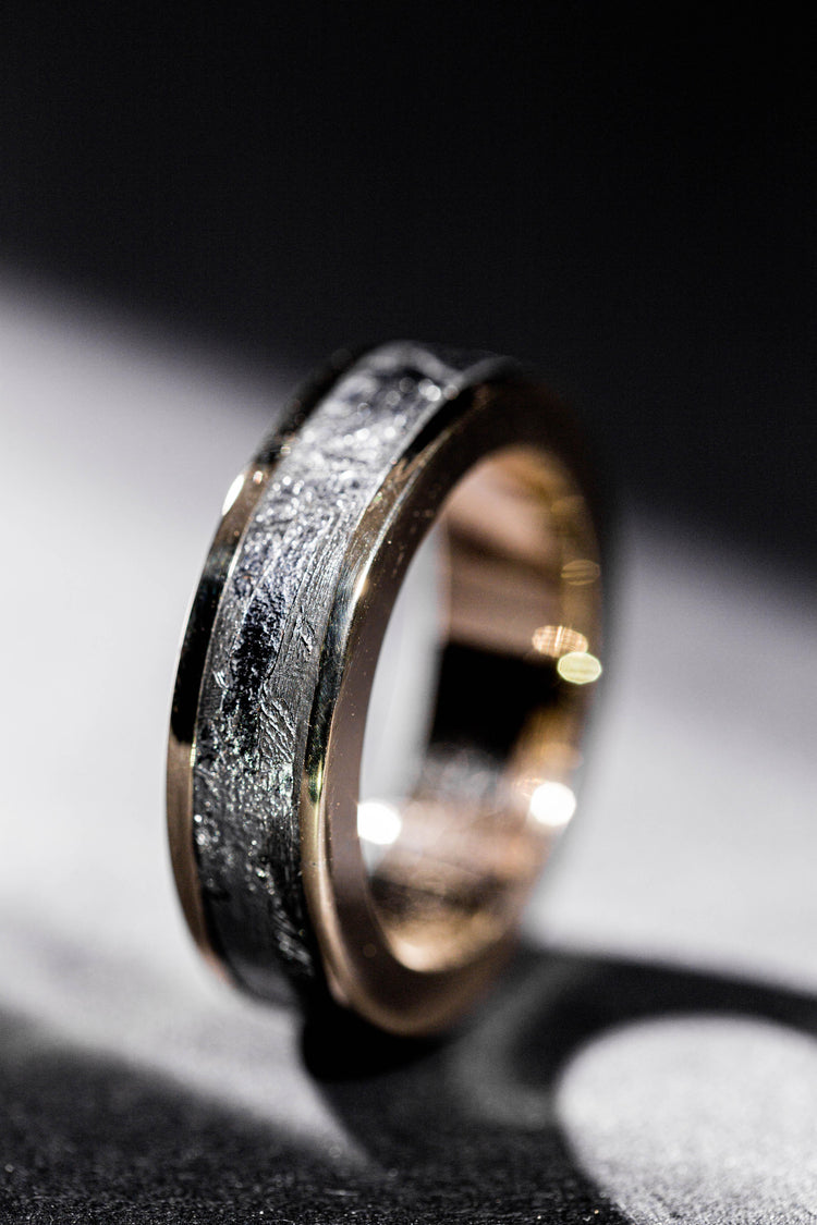 Mens Gold and Meteorite Ring - Minted Jewellery