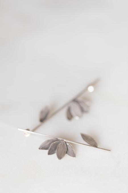 Oxidized Sterling Silver Leaf Earrings - Minted Jewellery