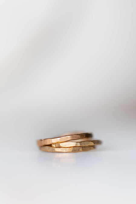 Rose Gold Plated Organic Silver Stacking Ring Set - Minted Jewellery