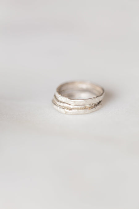 Silver Organic Stacking Ring Set - Minted Jewellery