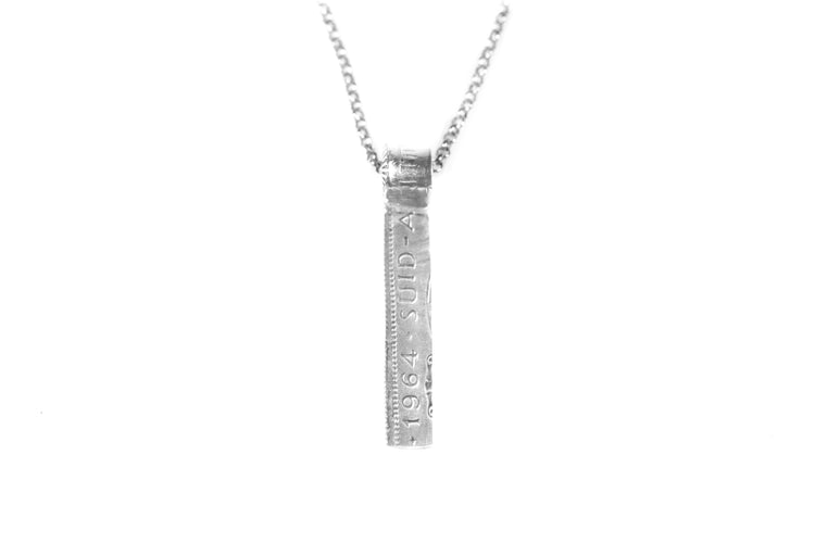 Vertical Coin Pendant Silver Necklace - Minted Jewellery